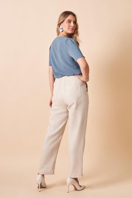 BLUSA DECOTE V COM ROLOTÊS CONTRASTE