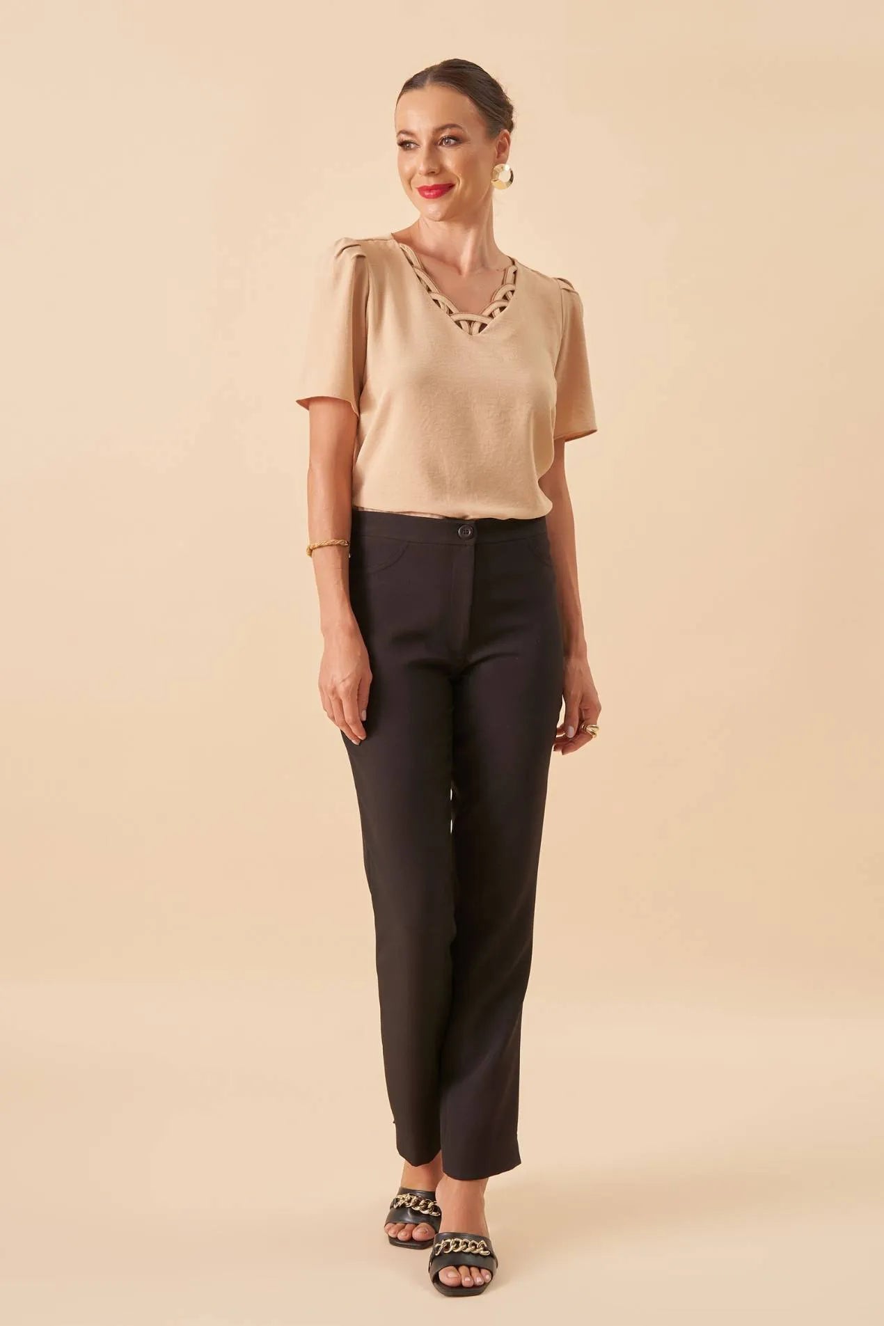 BLUSA V ARCOS BICOLOR