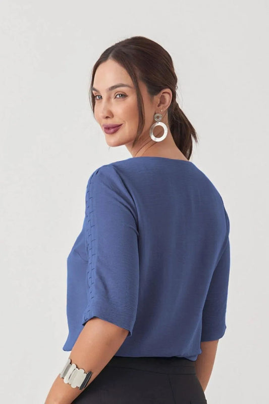 BLUSA MANGA QUADRICULADA