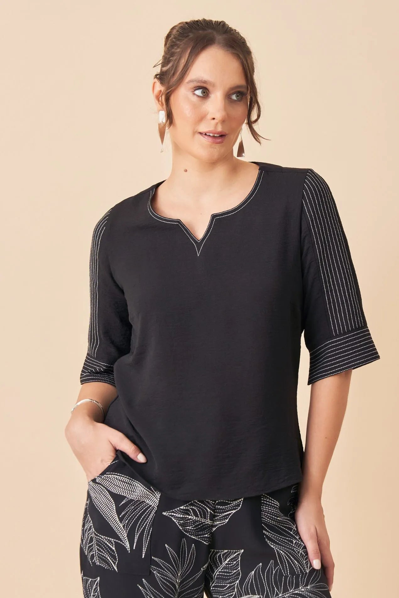 BLUSA PESPONTO MANGA 3/4