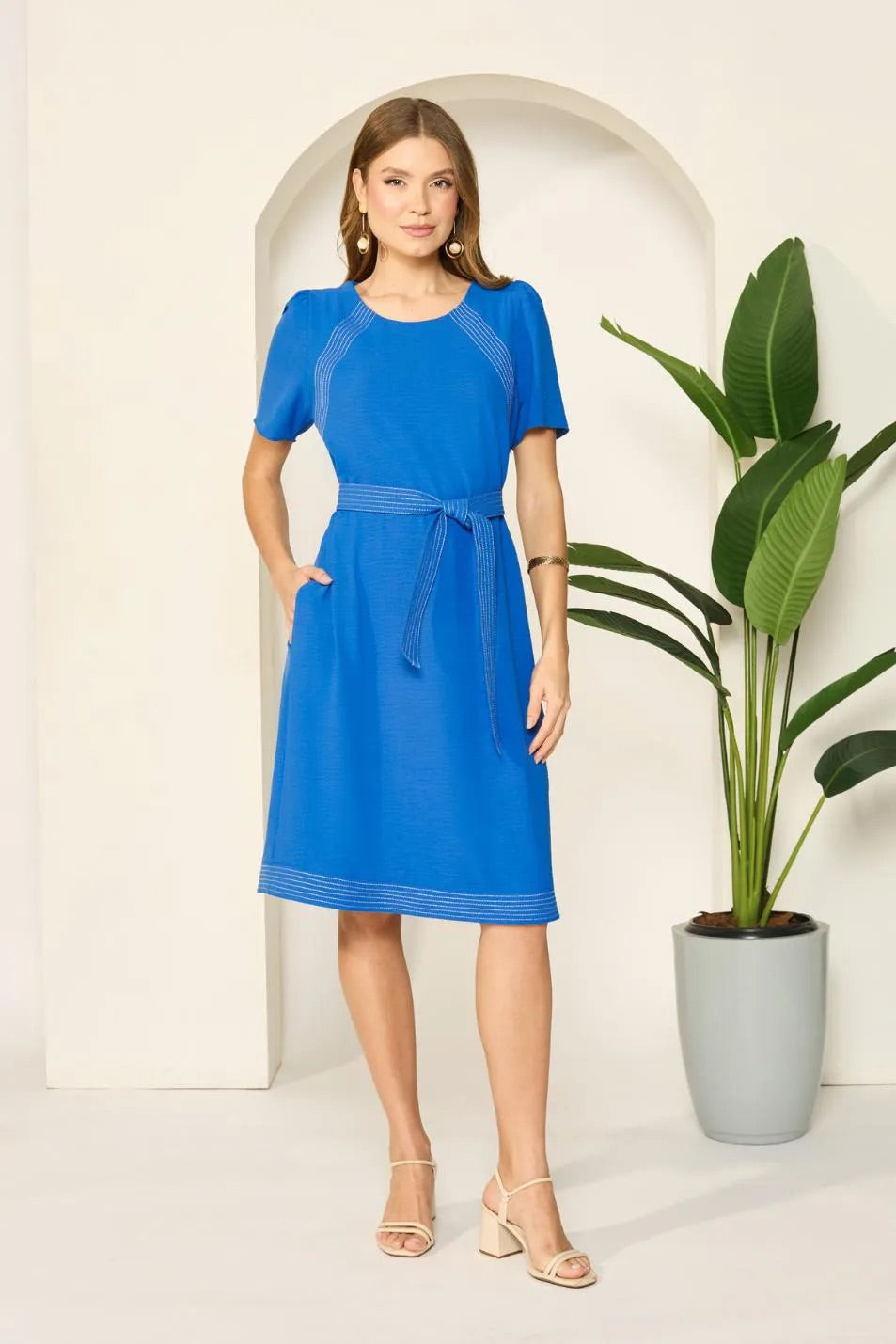 VESTIDO TUBO RETO PESPONTO