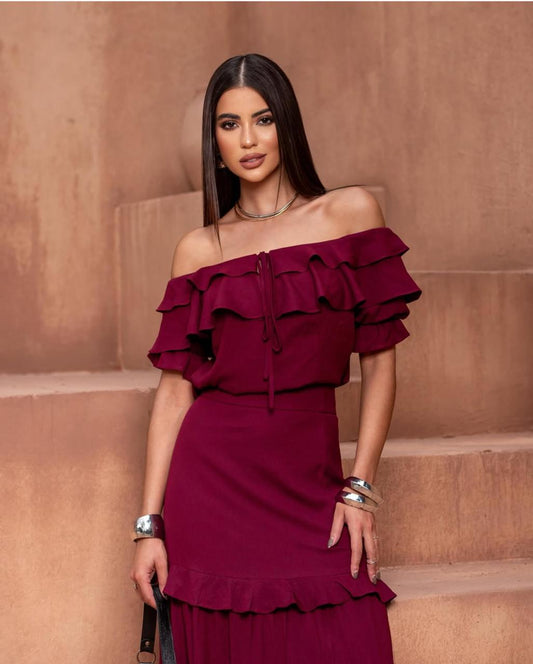 CONJUNTO SAIA E BLUSA DET BABADOS