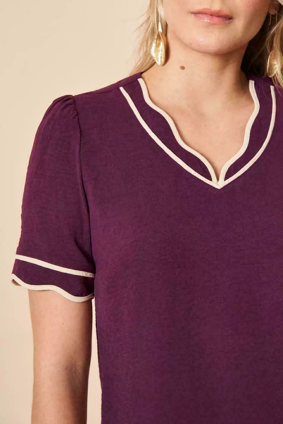 BLUSA DETALHE DE VIÉS DUPLO EM CONTRASTE