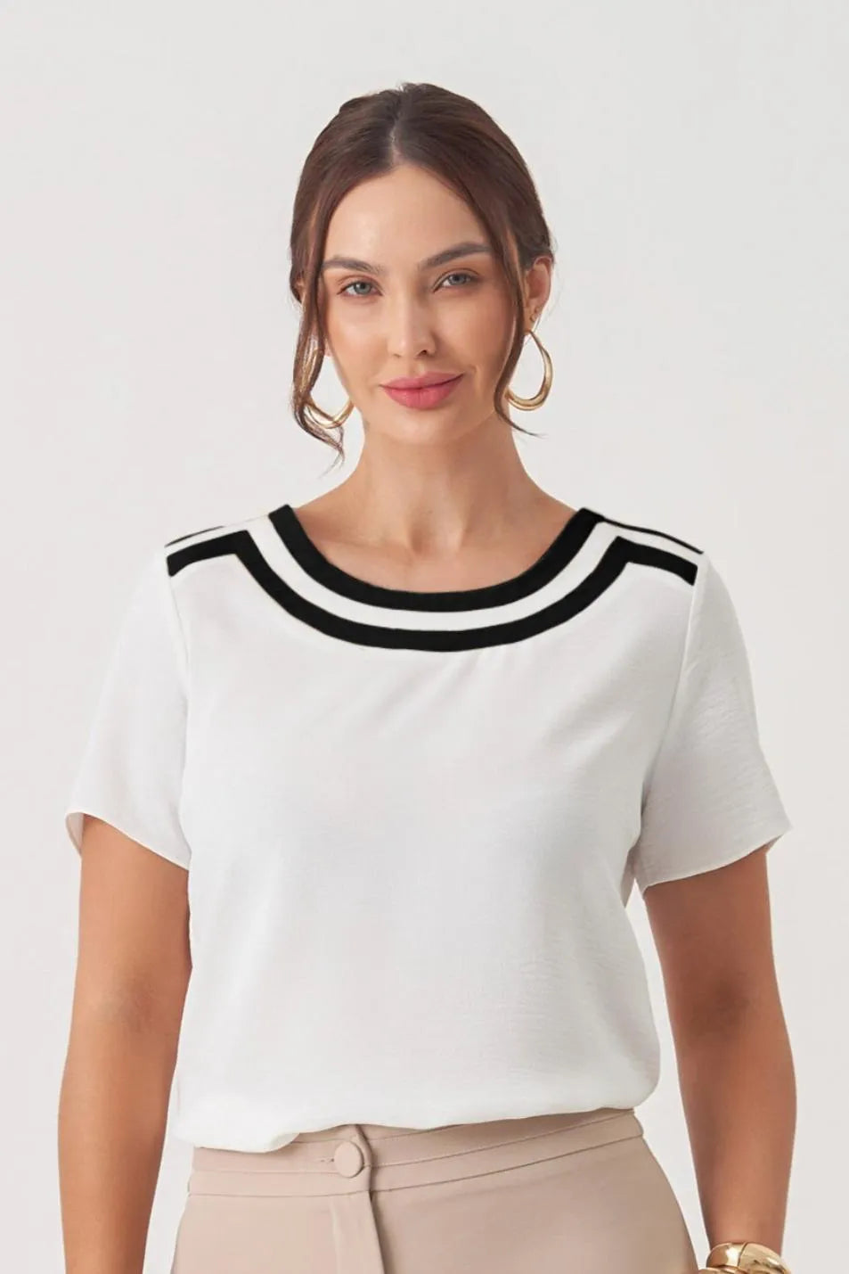 BLUSA DUAS FAIXAS CONTRASTE