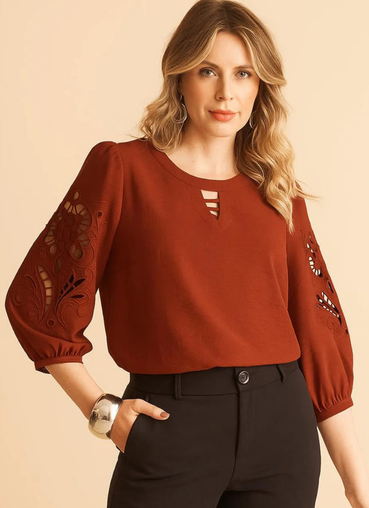 BLUSA MANGA 3/4 BORDADA