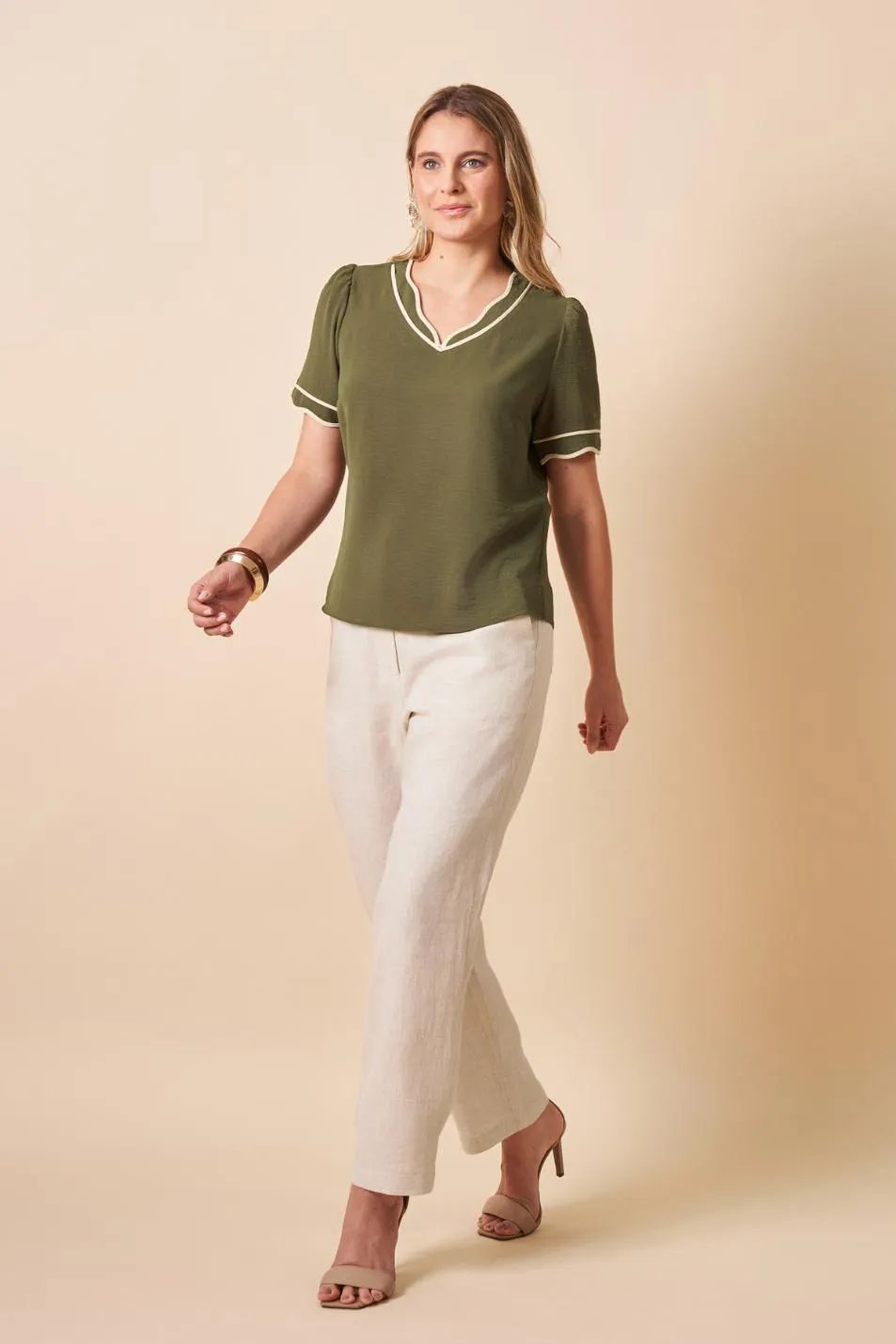 BLUSA DETALHE DE VIÉS DUPLO EM CONTRASTE