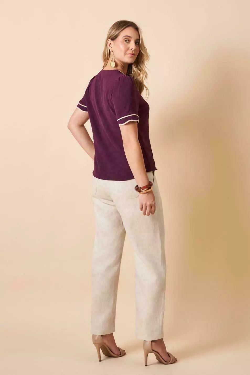 BLUSA DETALHE DE VIÉS DUPLO EM CONTRASTE